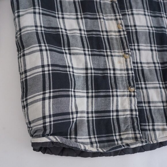 Vintage Wrangler White Black Plaid Quilt Lined Hooded Cotton Button Up Shacket S - Picture 7 of 11